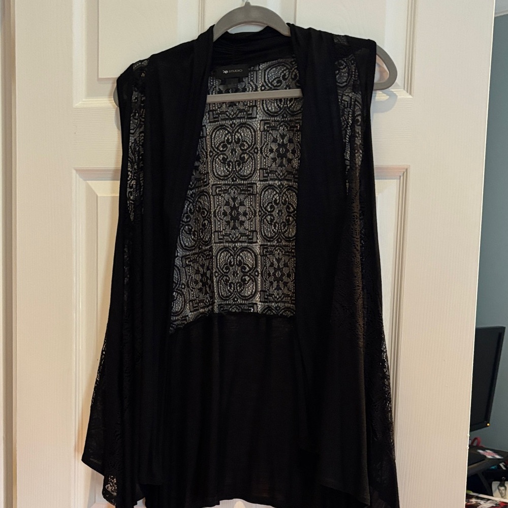 AB Studio Black Open Front Vest